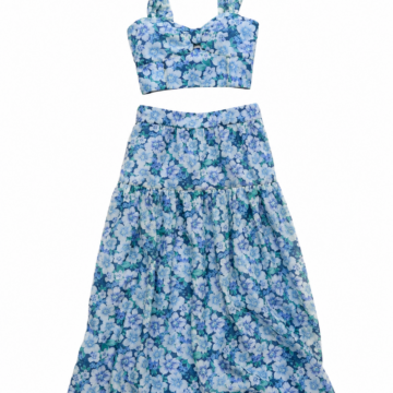 Floral Print Cropped Bralette and Tiered Maxi Skirt Set