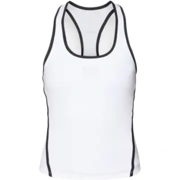 White Racerback Athletic Tank Top with Black Stitching
