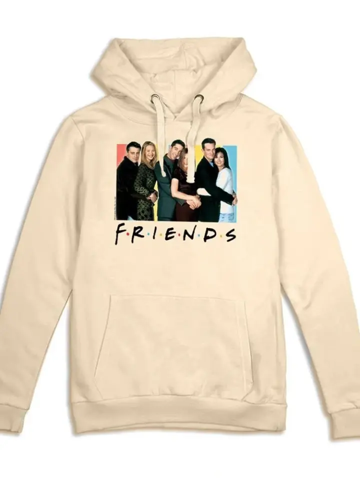 Cream Graphic Pullover Hoodie with Friends Print