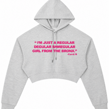 Light Heather Grey Cropped Hoodie with Drawstring