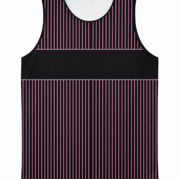 Black Sleeveless Scoop Neck Tank Top with Pink Stripes