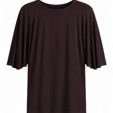 Dark Brown Oversized Crew Neck T-Shirt with Wide Sleeves
