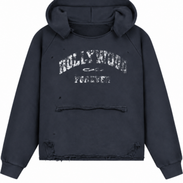Black Oversized Distressed Pullover Hoodie