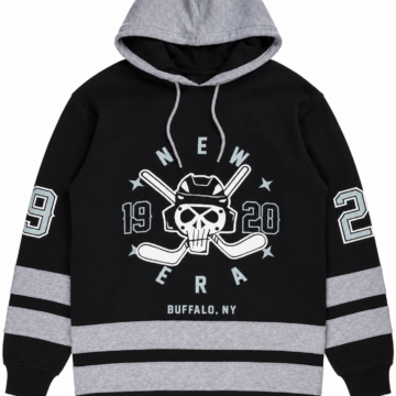 Black Pullover Hoodie with Grey Hood and Drawstrings
