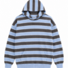 Blue and Charcoal Striped Pullover Hoodie