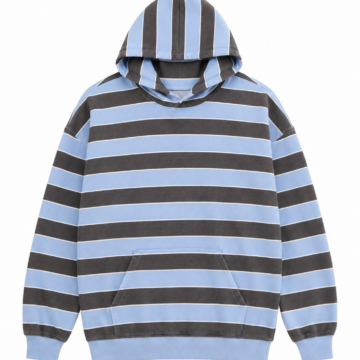 Blue and Charcoal Striped Pullover Hoodie