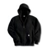 Black Full-Zip Hooded Sweatshirt with Kangaroo Pockets