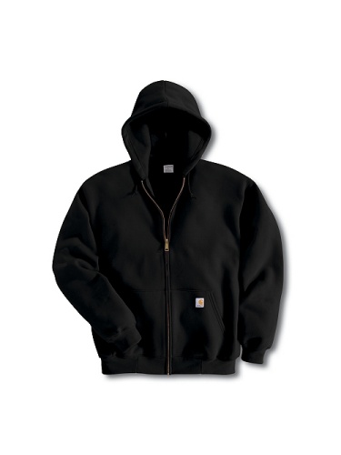 Black Full-Zip Hooded Sweatshirt with Kangaroo Pockets